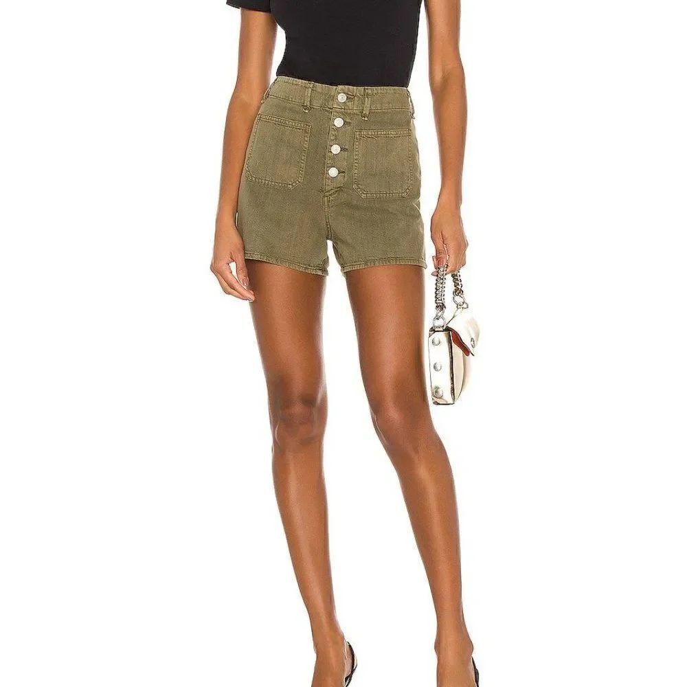 Rag & Bone Size 32 Green Olive High Waist Button Front Shorts